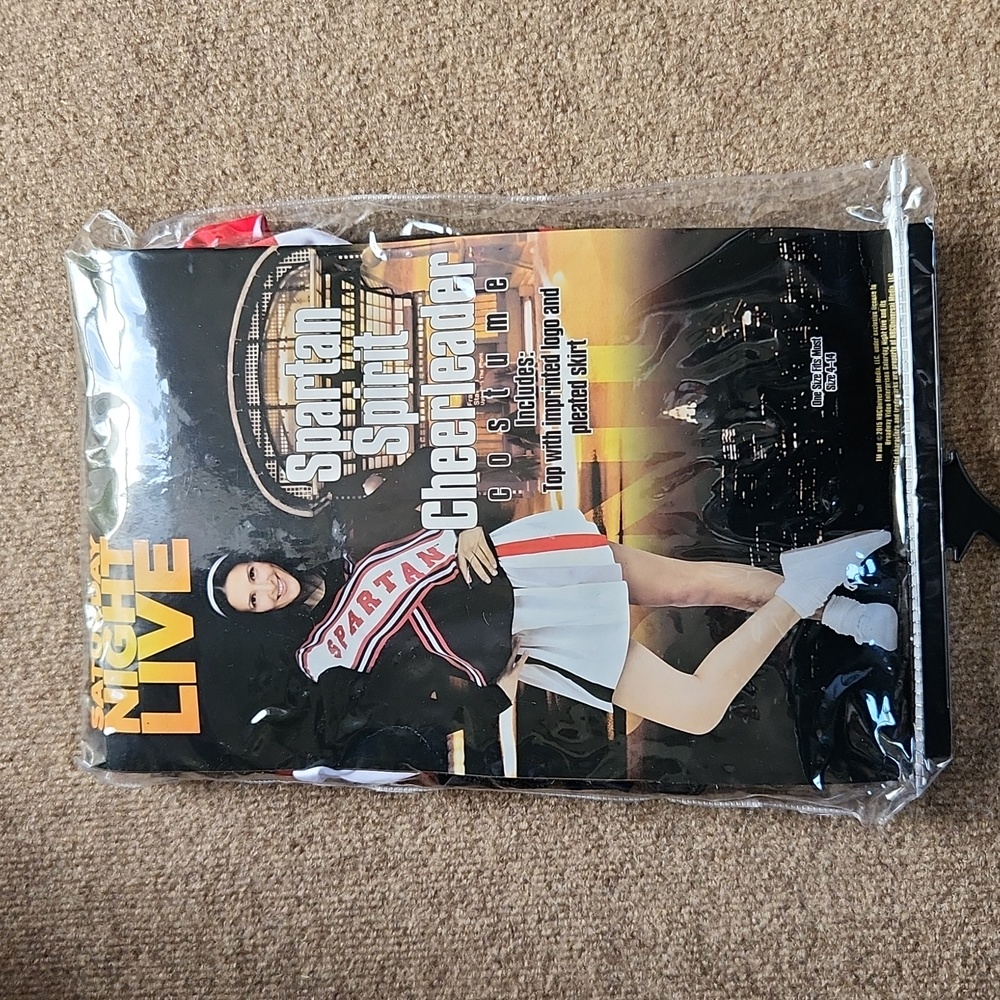 2 adult spartan cheerleader costumes with SNL theme .